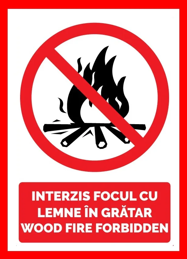 Placuta interzis focul cu lemne in gradar wood fire forbiden