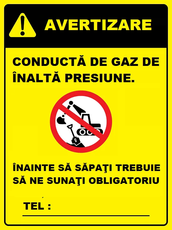 Placuta pentru conducta de gaz de inalta presiune