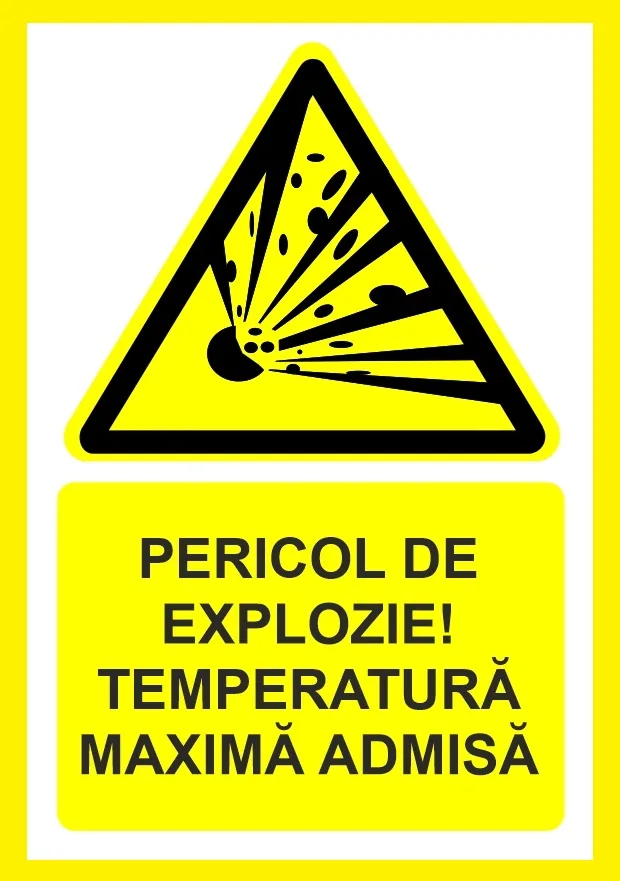 Placuta pericol de explozie temperatura maxima admisa