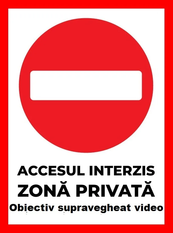 Placuta accesul interzis zona privata obiectiv supravegheat video