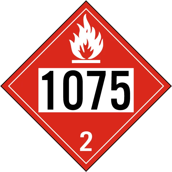 Plăcuță ADR Clasa 2 UN 1075 – GPL / Gaz Petrolier Lichefiat