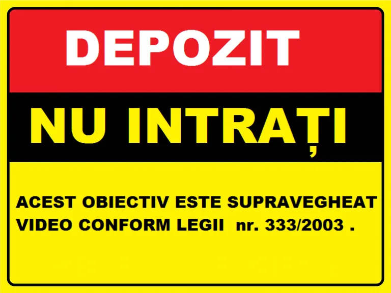 Placuta pentru depozit nu intrati obiectiv video