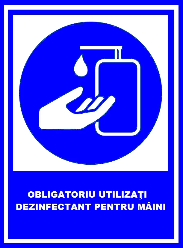 Placuta obligatoriu utilizati dezinfectant pentru maini