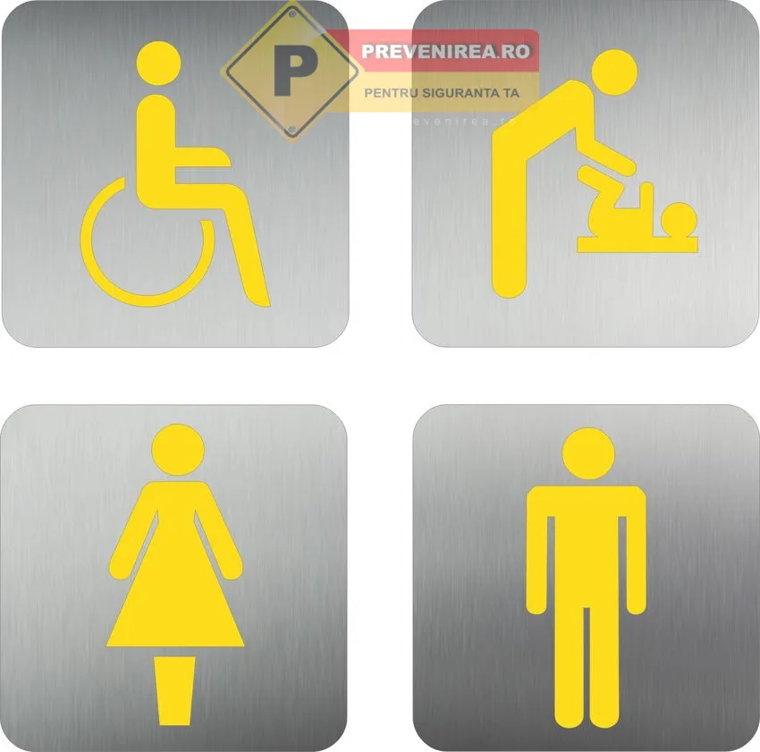 Plăcuțe tactile pentru nevăzători cu text Braille și simboluri