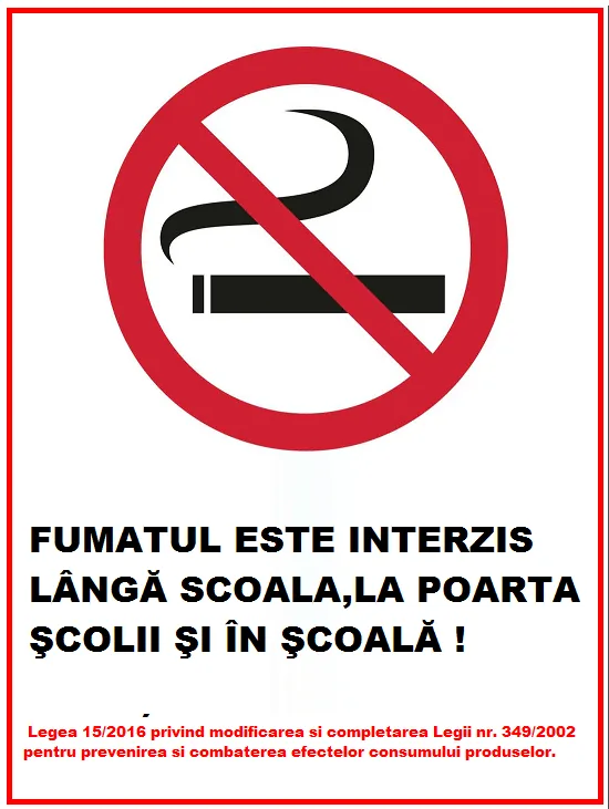 Placuta fumatul interzis langa scoala si in scoala