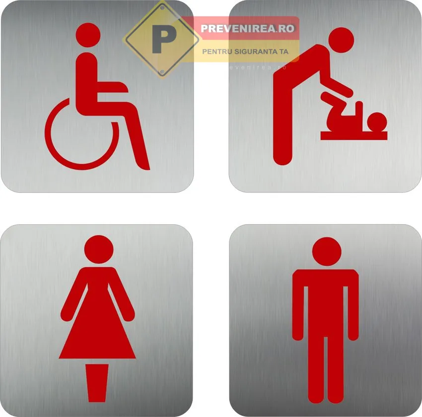 Plăcuțe tactile pentru nevăzători cu text Braille și simboluri