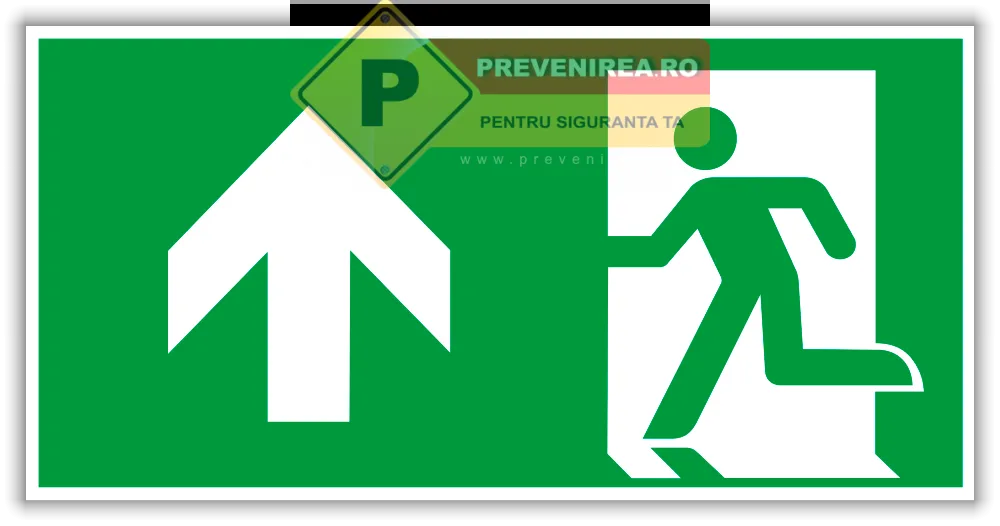 Etichetă Rezistentă Ieșire Principală în Sus - Indicatoare Vizibile pentru Evacuare