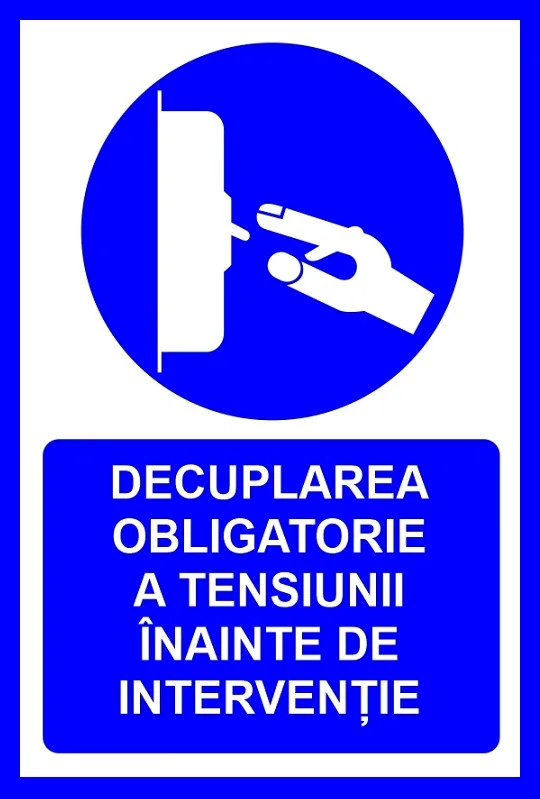 Placuta pentru decuplarea obligatorie a tensiunii inainte de interventie