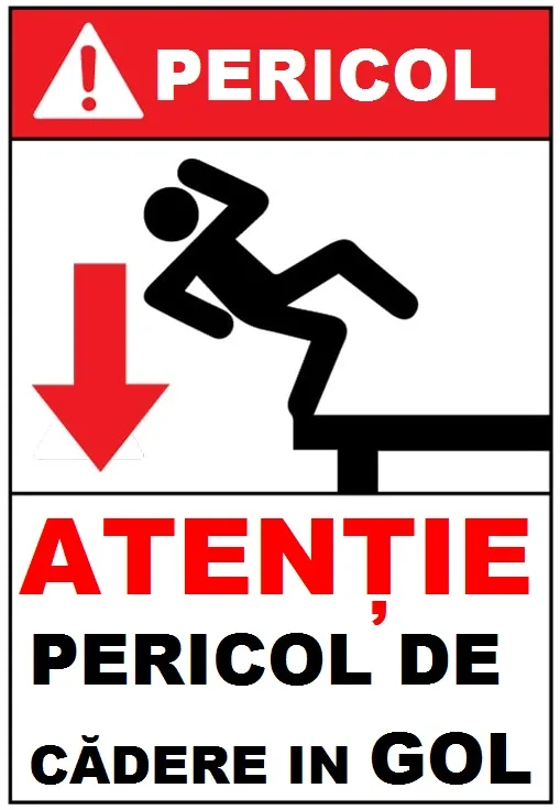 Placuta pericol de cadere in gol