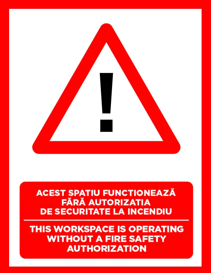 Placuta acest spatiu functioneaza fara autorizatie de securitate la incendiu