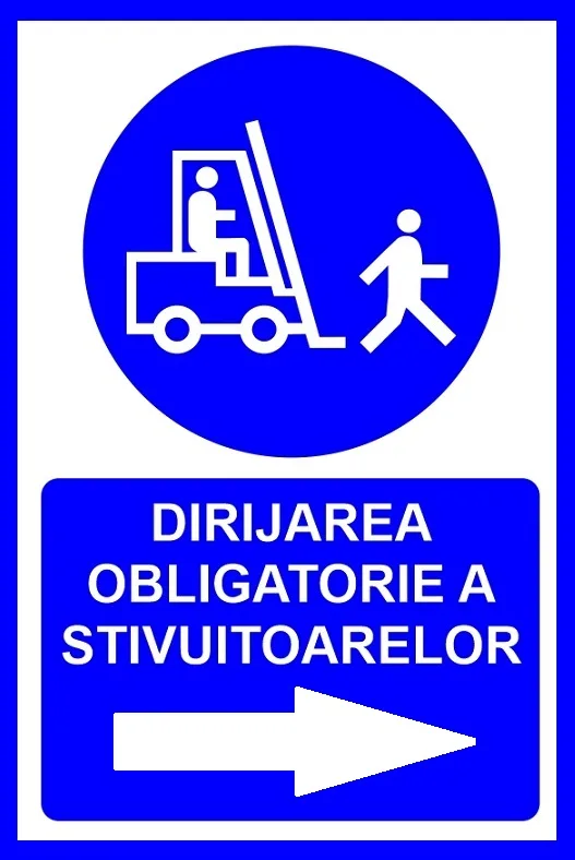 Placuta pentru dirijarea obligatorie a stivuitoarelor prin dreapta