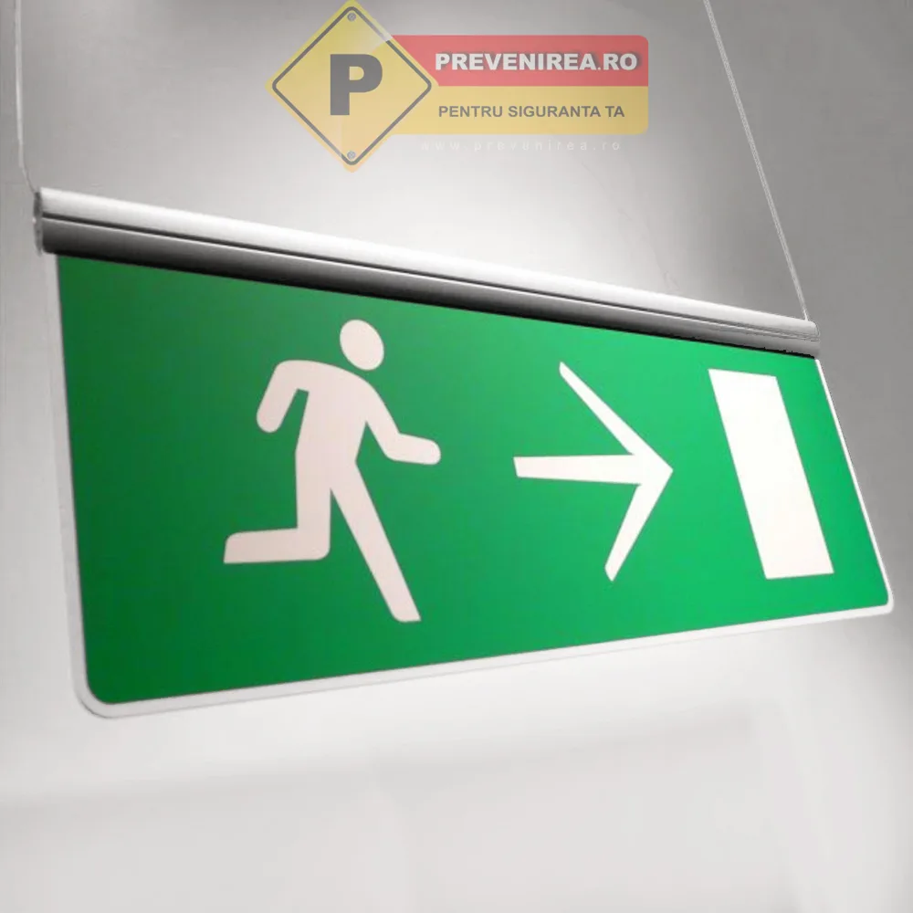 Panou Suspendat pentru Ieșire de Urgență cu Două Fețe și Prindere pentru Tavan