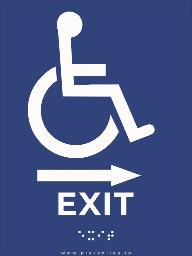 Placuta braille exit cu sageata in dreapta pentru nevazatori