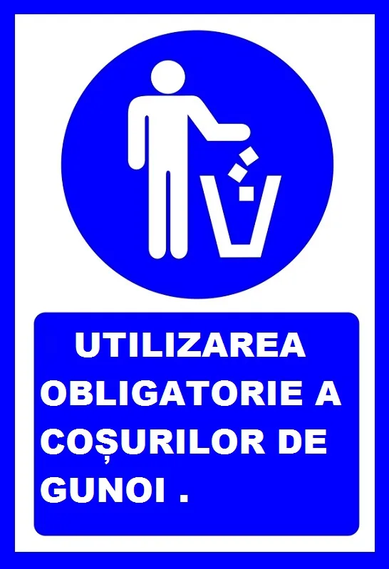 Placuta pentru utilizarea obligatorie a cosurilor de gunoi