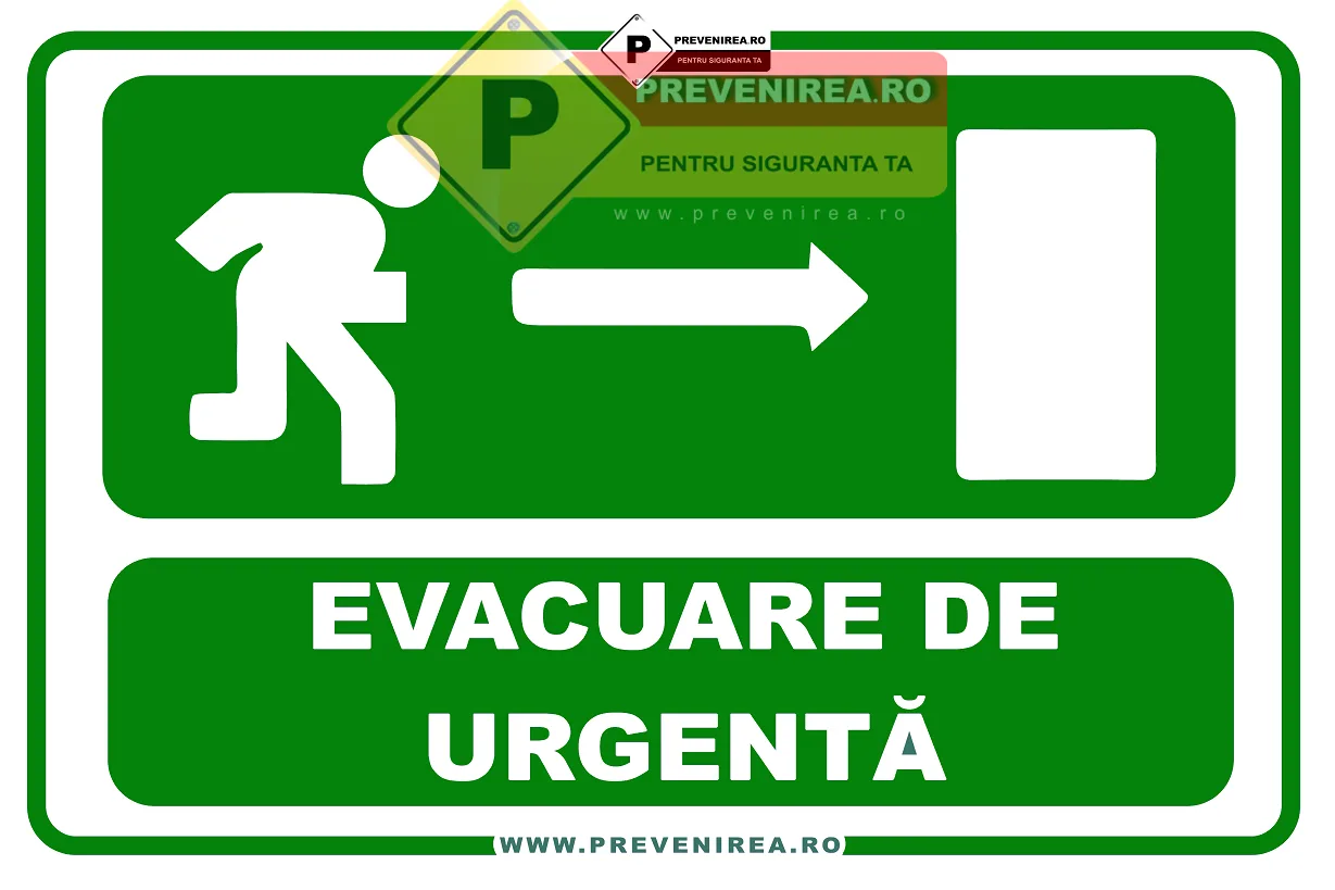 Semn Evacuare de Urgență Spre Dreapta - Indicator Profesional pentru Clădiri