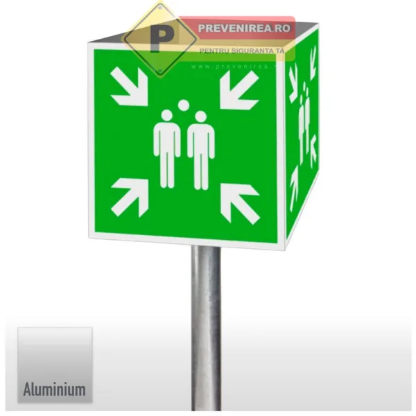 Cub personalizat din plastic cu stâlp din inox - Locuri de adunare și salvare