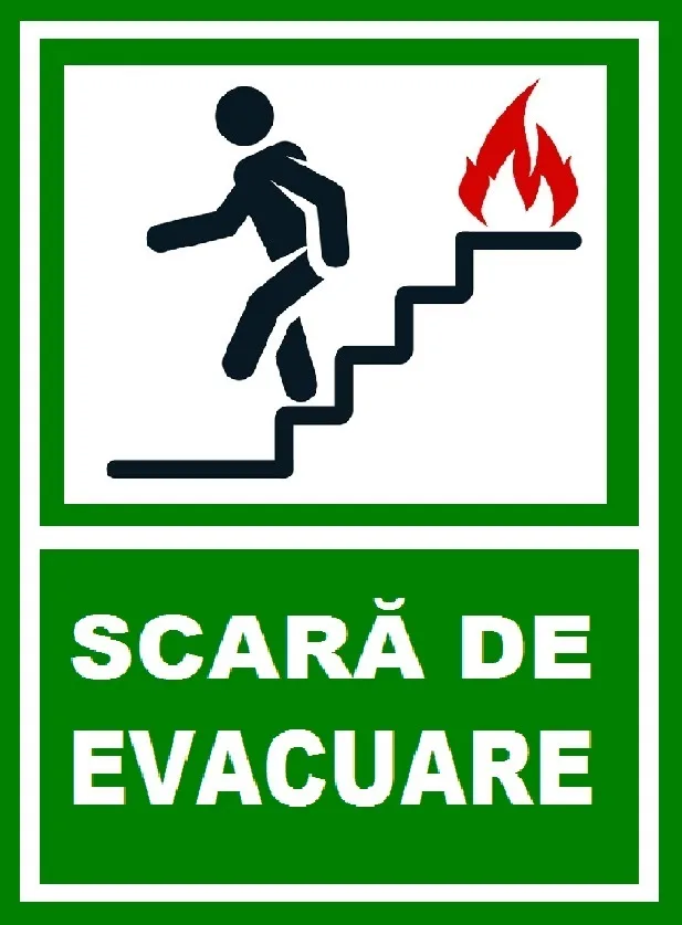 Placuta pentru scara de evacuare iesire pe scari in stanga jos