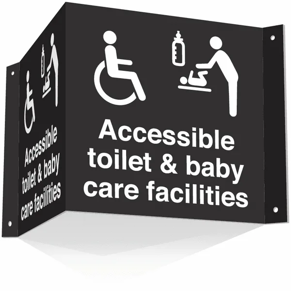 Indicator „Accessible Toilet & Baby Changing” - Dublă Față, Prindere Laterală