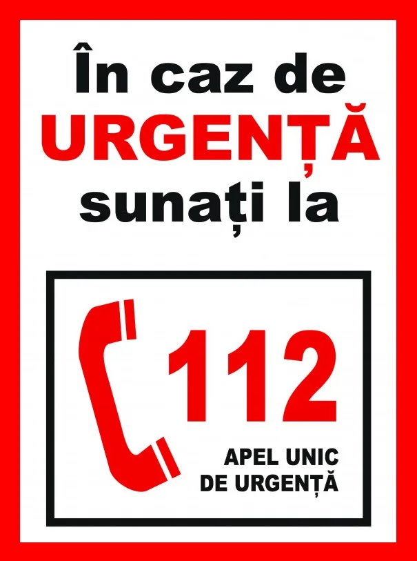 Placuta in caz de urgenta sunati la 112 apel unic de urgenta