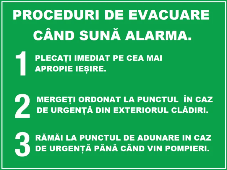 Placuta pentru proceduri de evacuare