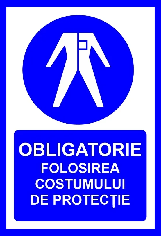 Placuta obligatorie folosirea costumului de protectie