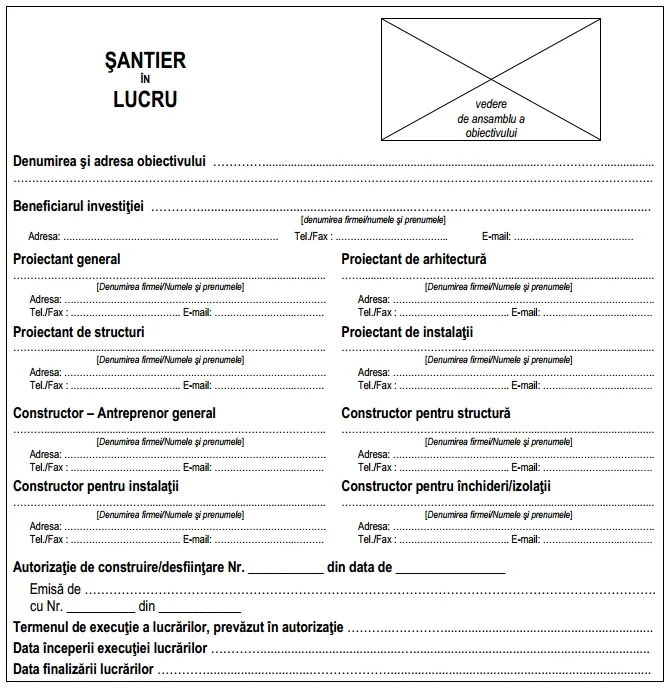Panouri de identificare lucrare