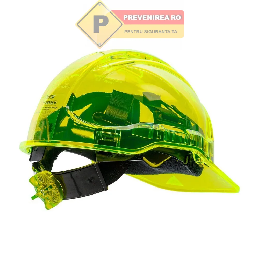 Cască galbenă ventilată pentru muncă - Protecție eficientă și aerisire optimă