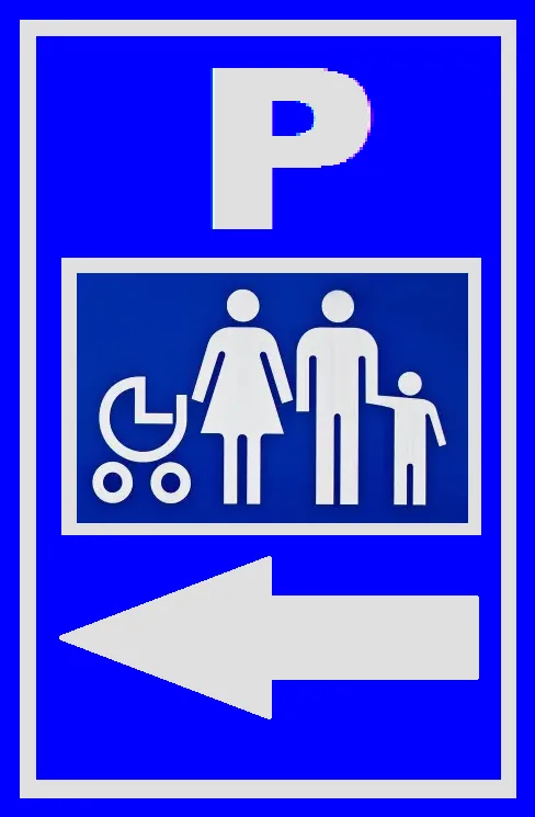 Placuta de parcare mama si copil cu sageata in stanga