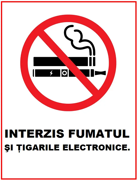 Placuta interzis fumatul si tigarile electronice