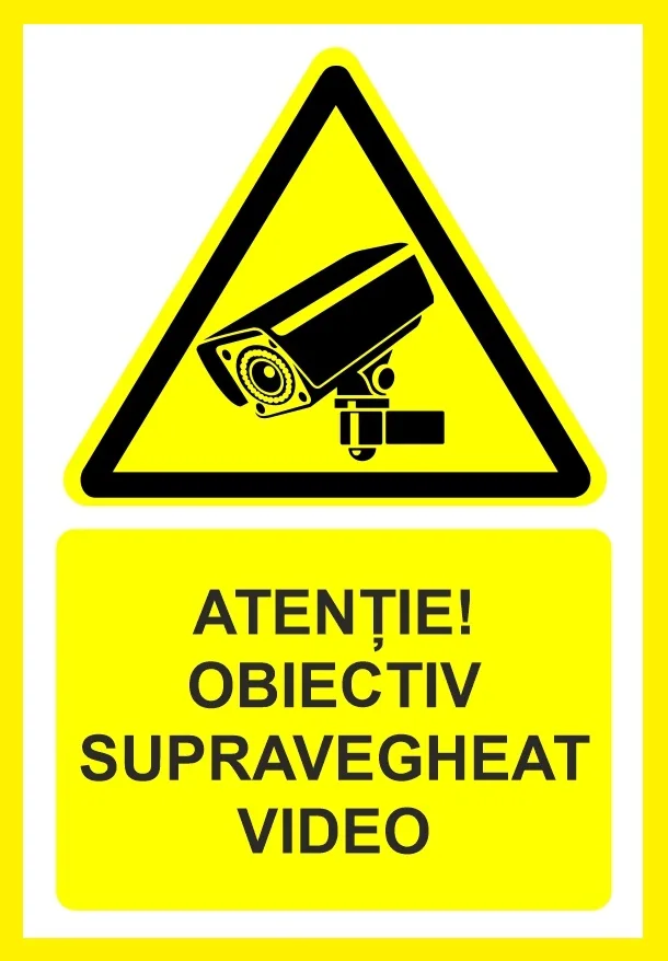 Placuta atentie obiectiv supravegheat video