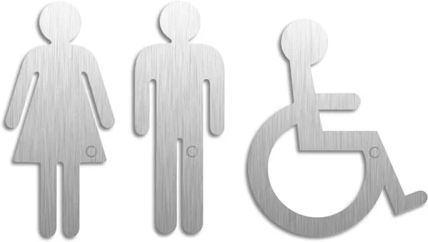Toilet Signs Woman Man Wheelchair Set of 3 Signs