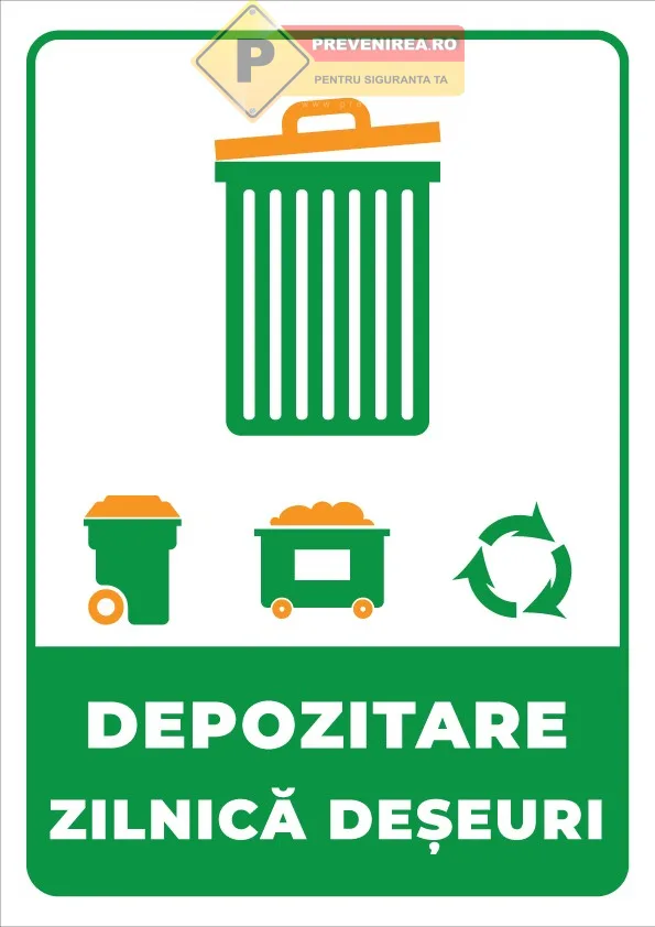 Indicator Depozitare Zilnică Deșeuri - Semnalizare Clară pentru Gestionarea Corectă a Gunoiului