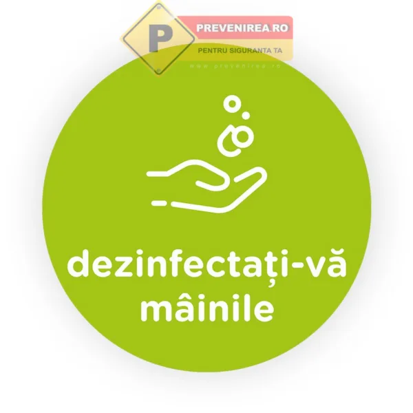 Semn verde deschis dezinfectati mainile
