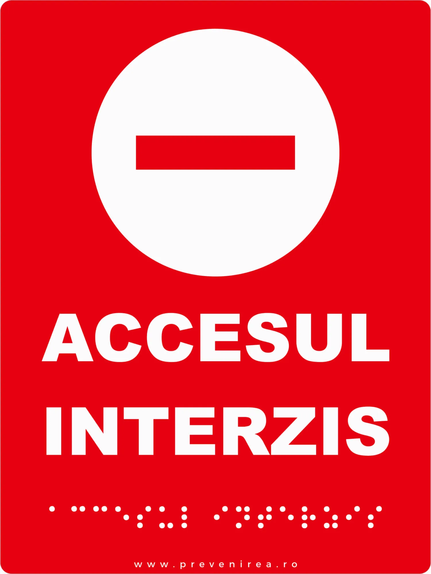 Plăcuță tactilă „Accesul interzis” pentru nevăzători - semnalizare Braille și simboluri tactile