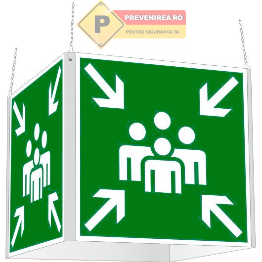 Cuburi și Corpuri Iluminate din Plexiglas Personalizabile - Semnalizare Sigură pentru Ieșiri și Zone de Adunare în Caz de Incendiu