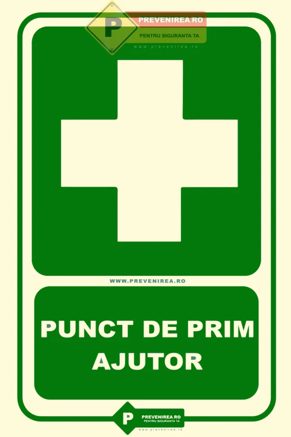 Indicator Prim Ajutor (First Aid) - Semnalizare Profesională pentru Interior/Exterior