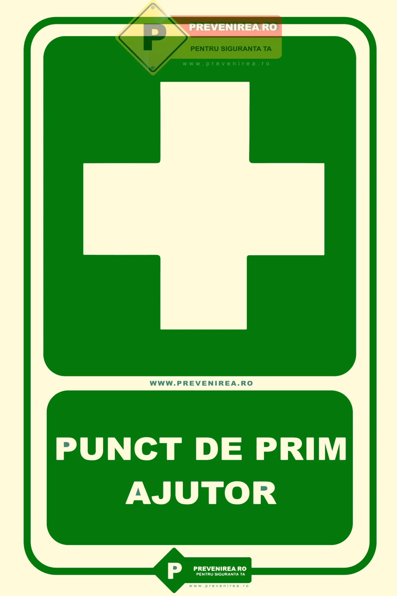 Indicator Prim Ajutor (First Aid) - Semnalizare Profesională pentru Interior/Exterior