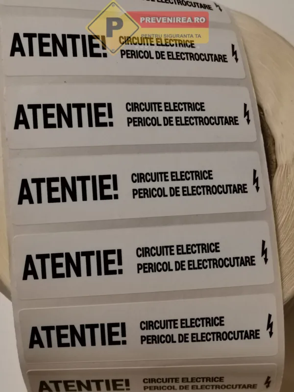 Banda Autocolantă Profesională cu Stickere și Simboluri pentru Instalatii Electrice și Marcaje Cabluri