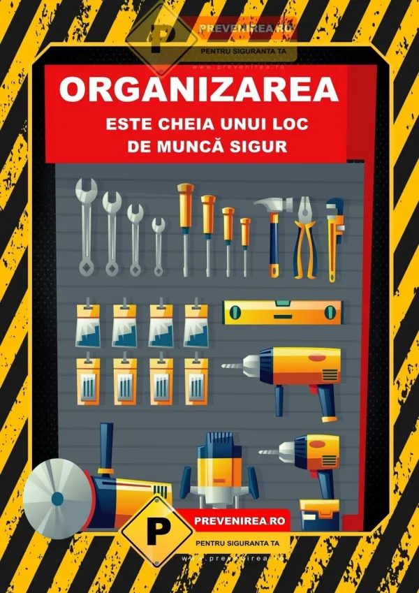 Poster pentru Instrucțiuni la Muncă - Organizare, Proceduri și Siguranță